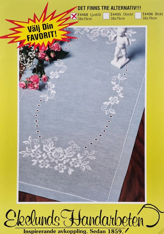 đż Hardangerduk - Komplett Broderisats E4468 ljusblĂ„
