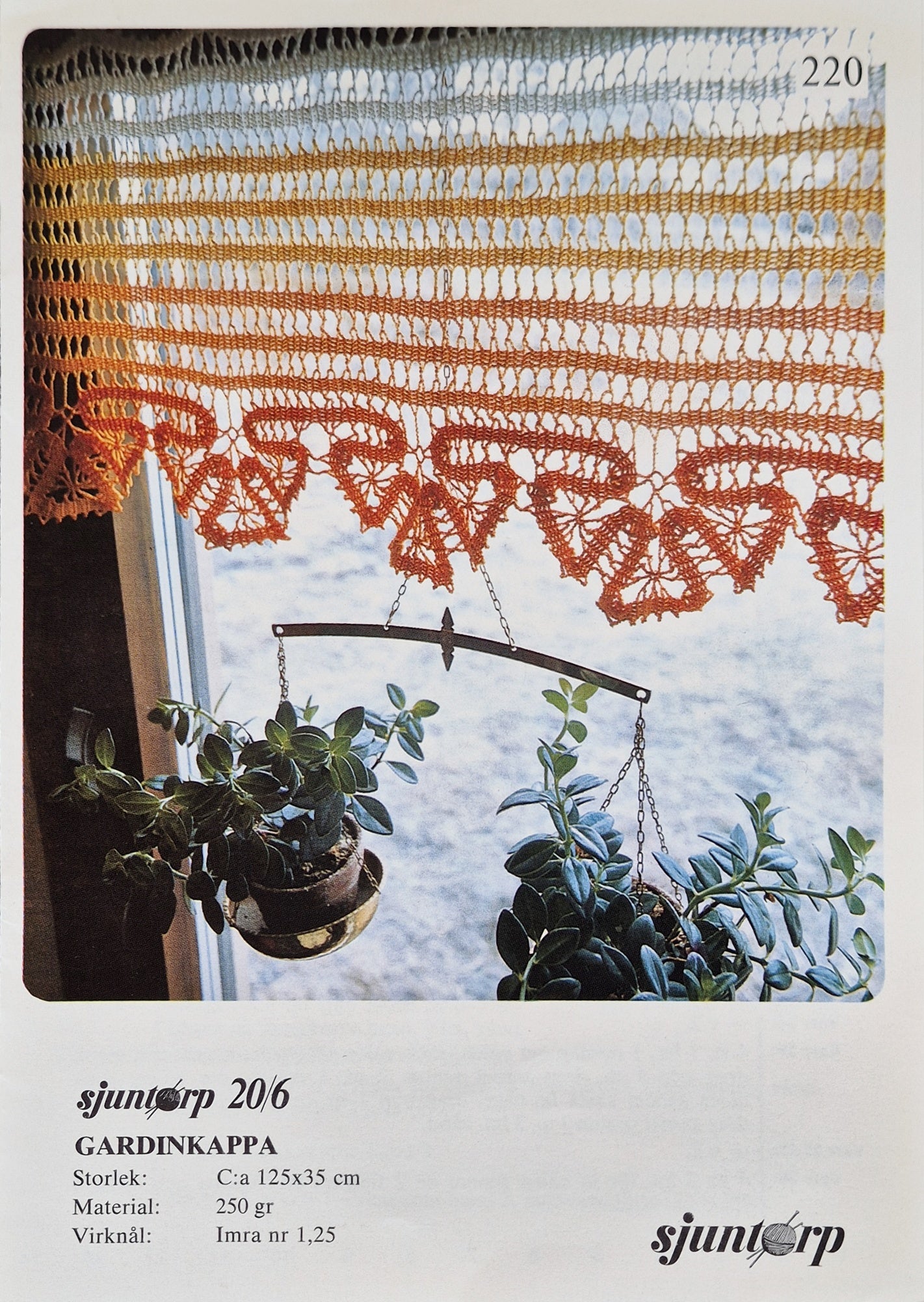 Vintage virkmönster – Gardin | Sjuntorp 220 | Original mönster