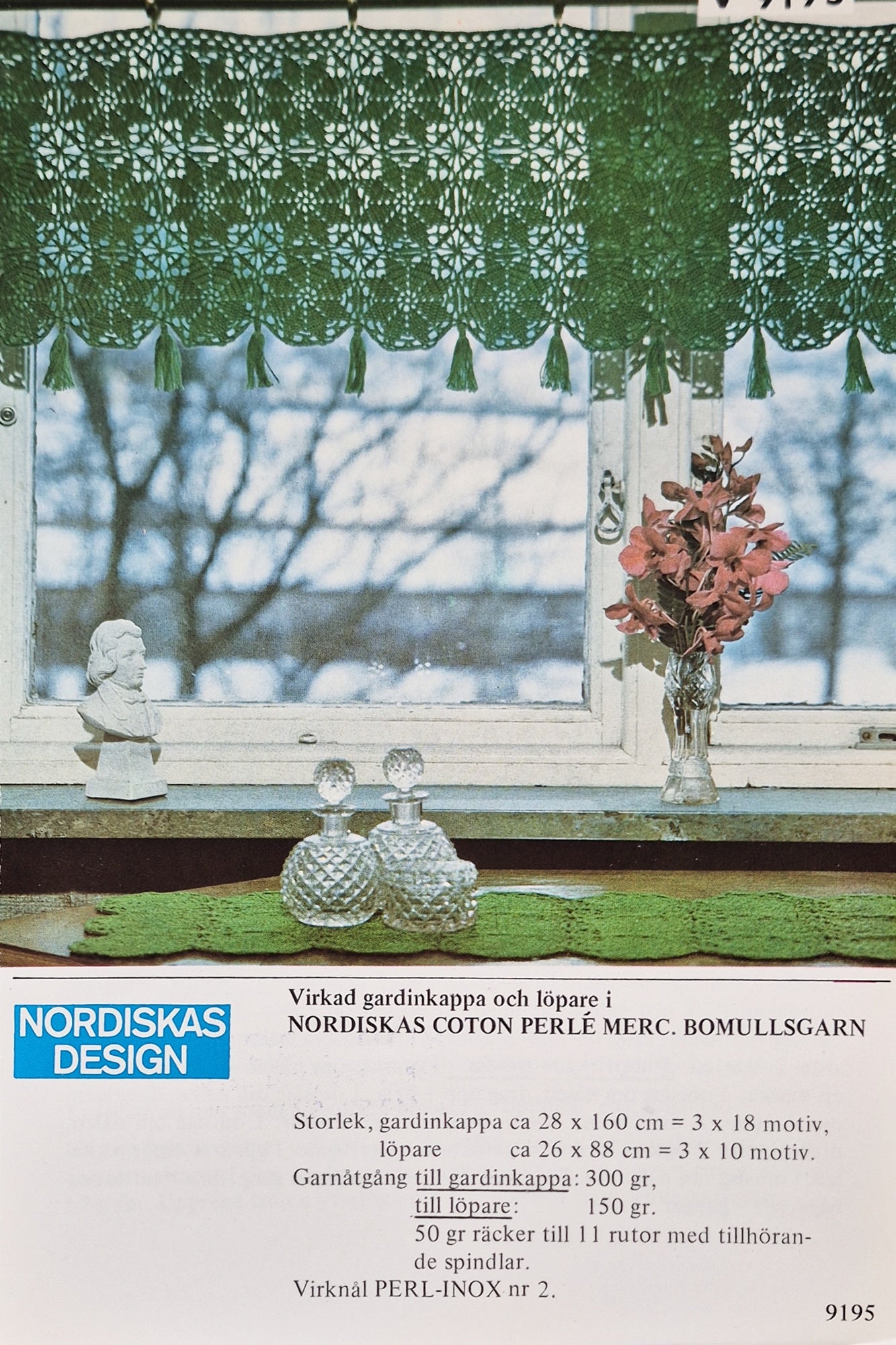 Vintage virkmönster – Gardin & löpare ND V 9195 | Original mönster