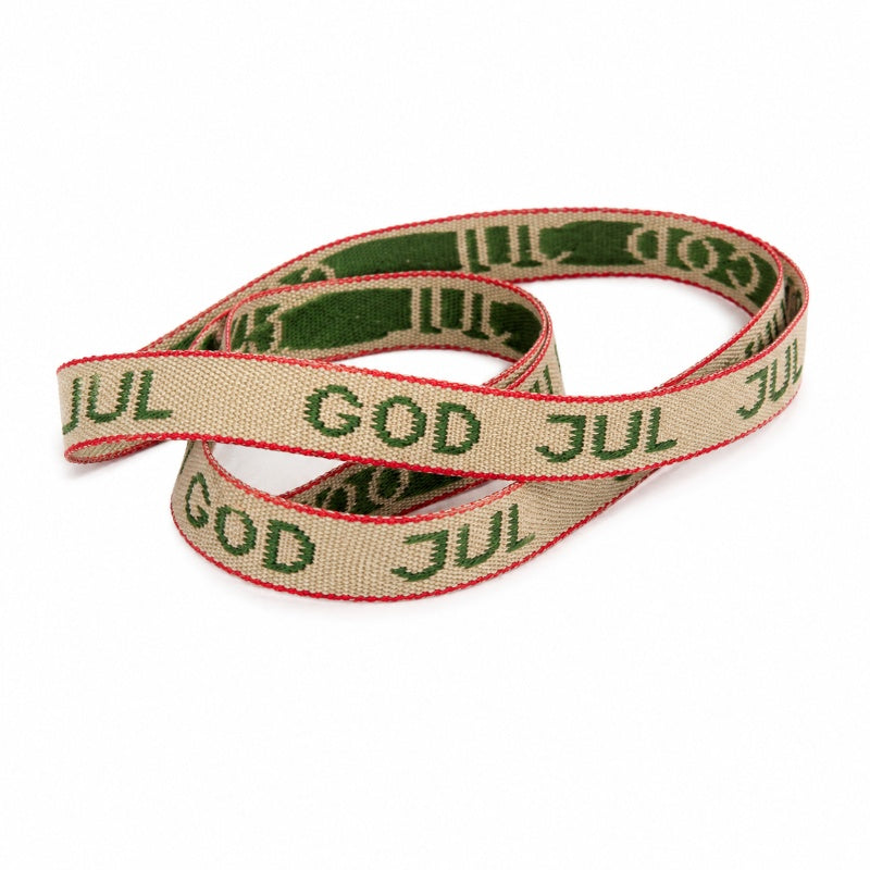Julband "God Jul" 11 mm – Vävt Bomullsband 🎄
