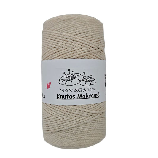Makramégarn 2 mm – Bomull 250 g (250 m) beige