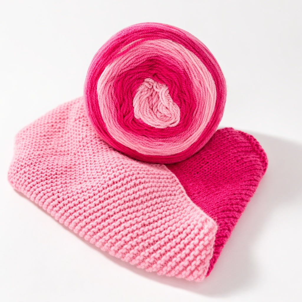 Rosa ombre cake garn i ljusrosa och cerise akryl garn mjukt garn för virkning NavaGarn