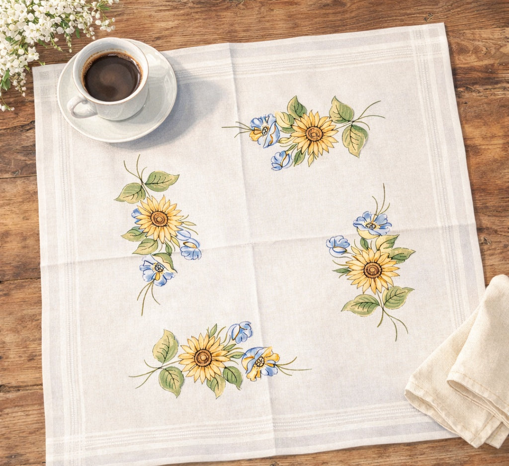 bomullsdukar för broderi 80x80 solros permin