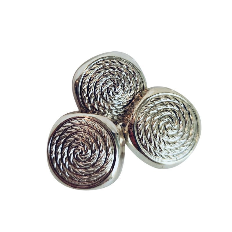Spiralmönster knapp - silver- 3-packđż