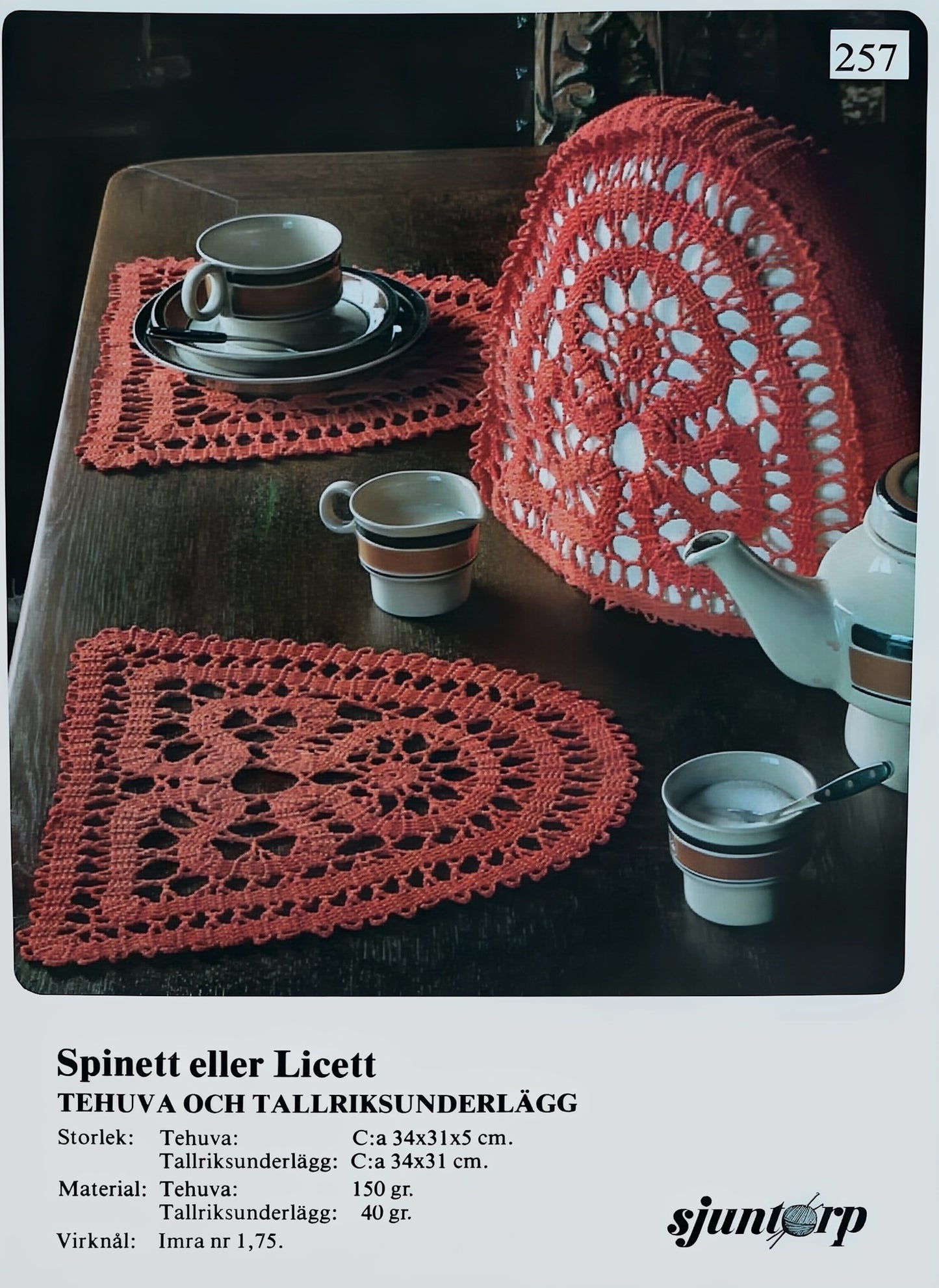 Vintage virkmönster – Dukningsset | Sjuntorp 275 | Original mönster tehuva påsk