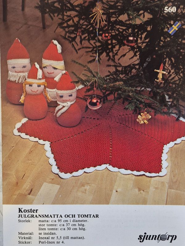 Virkmönster Julgransmatta och Tomtar Sjuntorp 560 navagarn