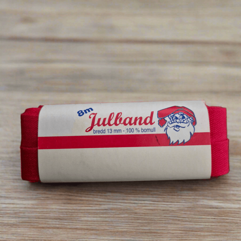 Julband Röd - Premium Bomullsband för Julpyssel 13mm x 8m - NavaGarn