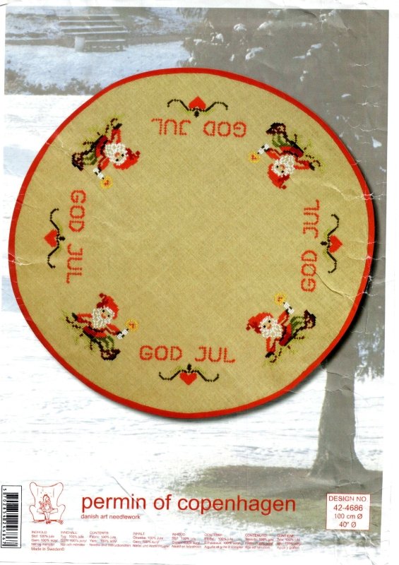 🎄 Julgransmatta Permin 42 - 4686 - Juteväv Korsstygn 100cm - NavaGarn