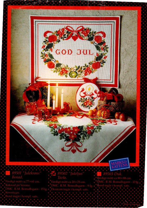 🎄 Jultavla M&K - Korsstygn 20x25cm Med Ram Komplett Kit - NavaGarn