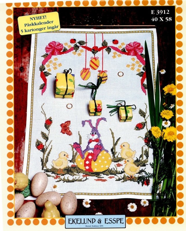 đ° PĂ„skkalender E3912 Ekelunds - Korsstygn 40x58cm Komplett Kit - NavaGarn