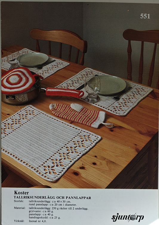 Vintage virkmönster – Bordstablett | Sjuntorp 551 | Original mönster