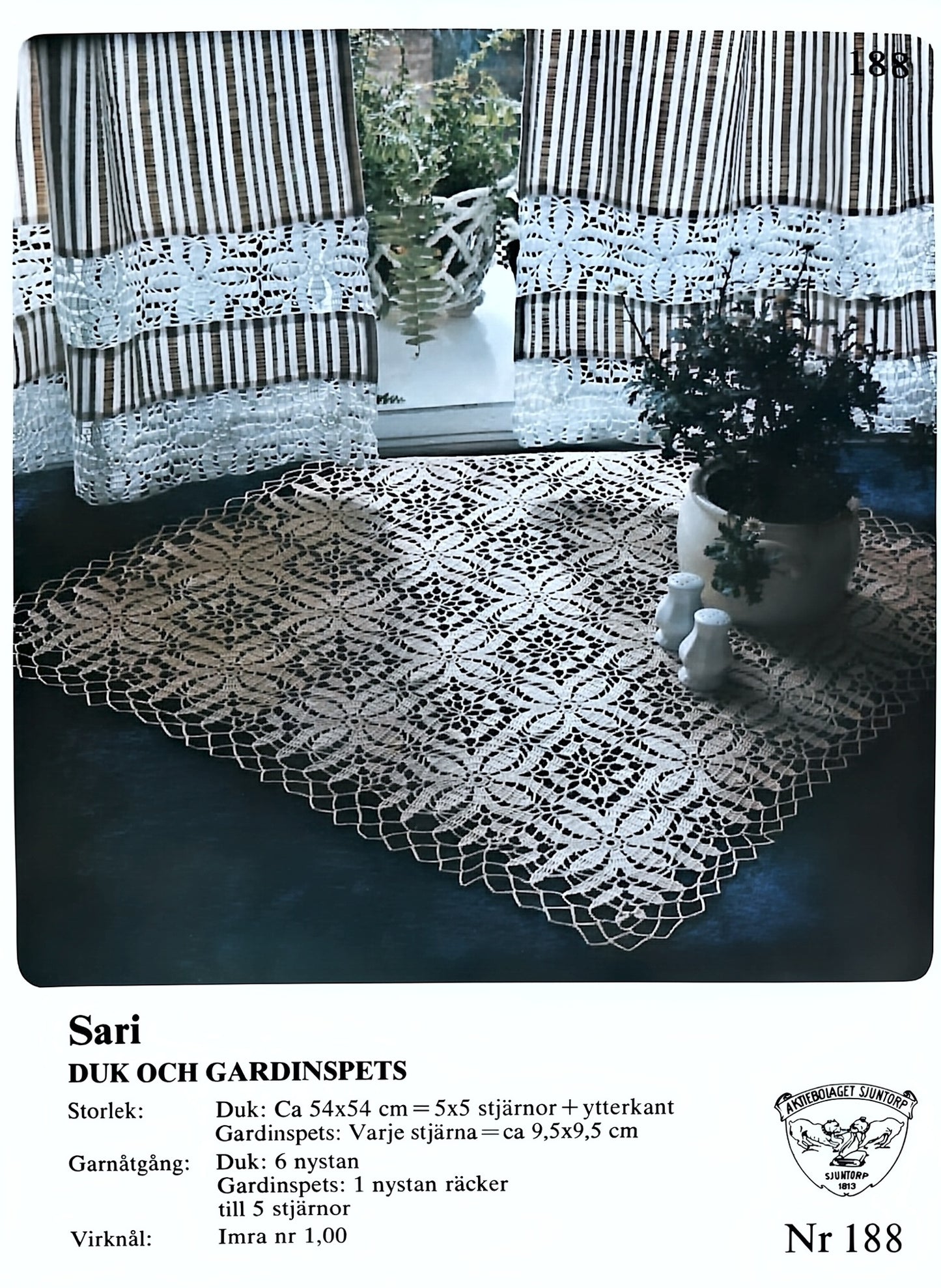 Vintage virkmönster – Gardinspets | Sjuntorp 188 | Original mönster