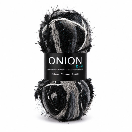 Onion Knit Silver Chanel Black - Lyxigt Glittergarn 60g