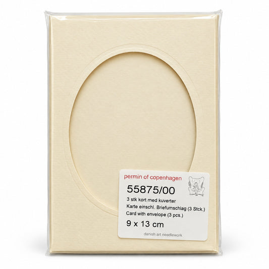 Permin Broderikort med Kuvert – Ovalt Fönster 9 × 13 cm, 3-pack