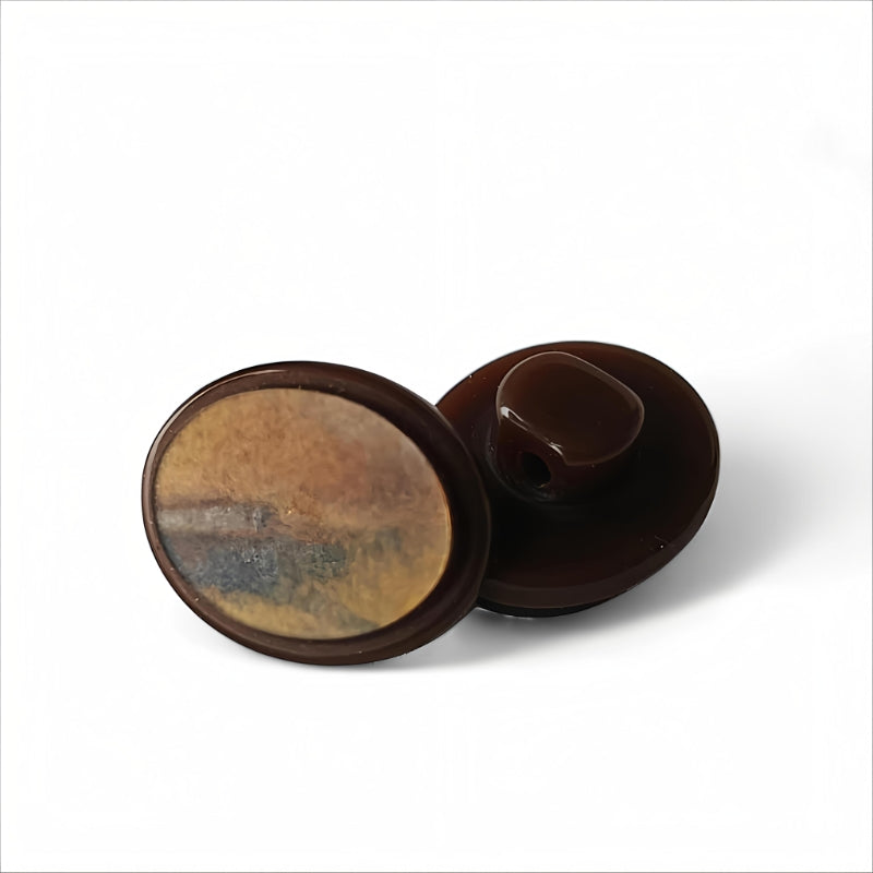 Plastknapp Elips 12x10mm - Vintage Undersydd Knapp