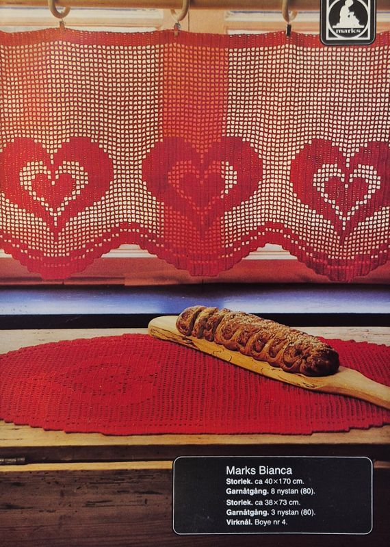 Insynsgardin och Duk Hjärtan M&K 81190 - Virkmönster