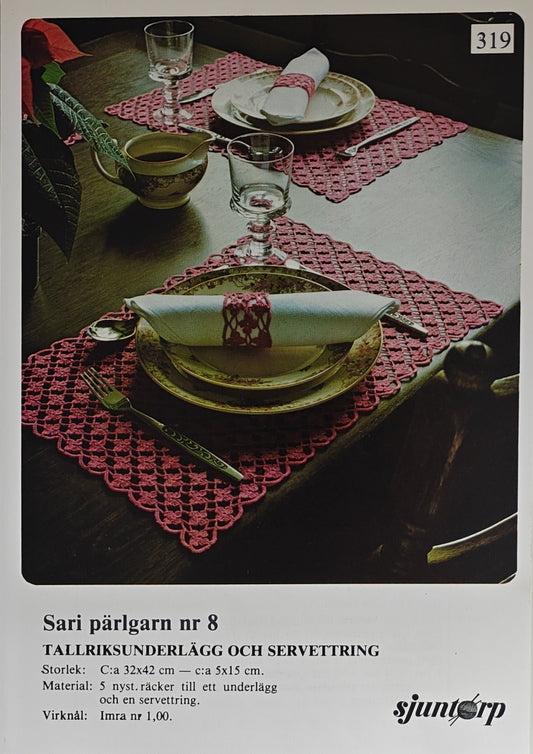 Vintage virkmönster – Bordstablett | Sjuntorp 319 | Original mönster