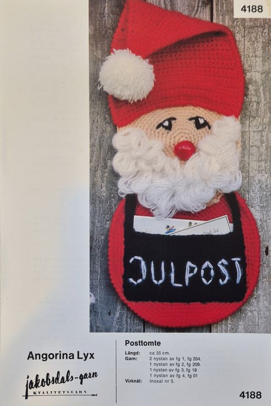 Posttomte och Julstrumpa - Virkmönster Jacobsdals-garn 4188