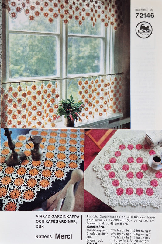Vintage virkmönster –  Gardin och duk | M&k nr 72146 | Original mönsterblad