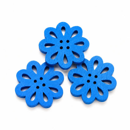 Härliga blomknappar i trä 3-pack