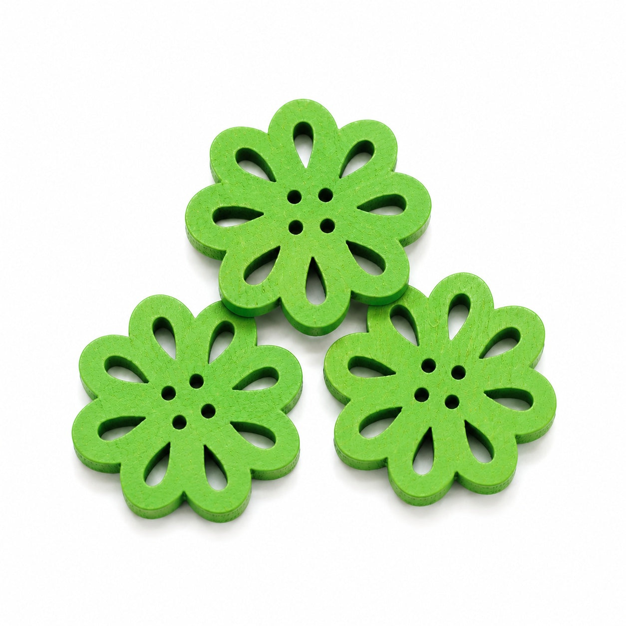 Härliga blomknappar i trä 3-pack