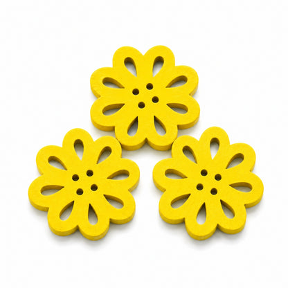 Härliga blomknappar i trä 3-pack