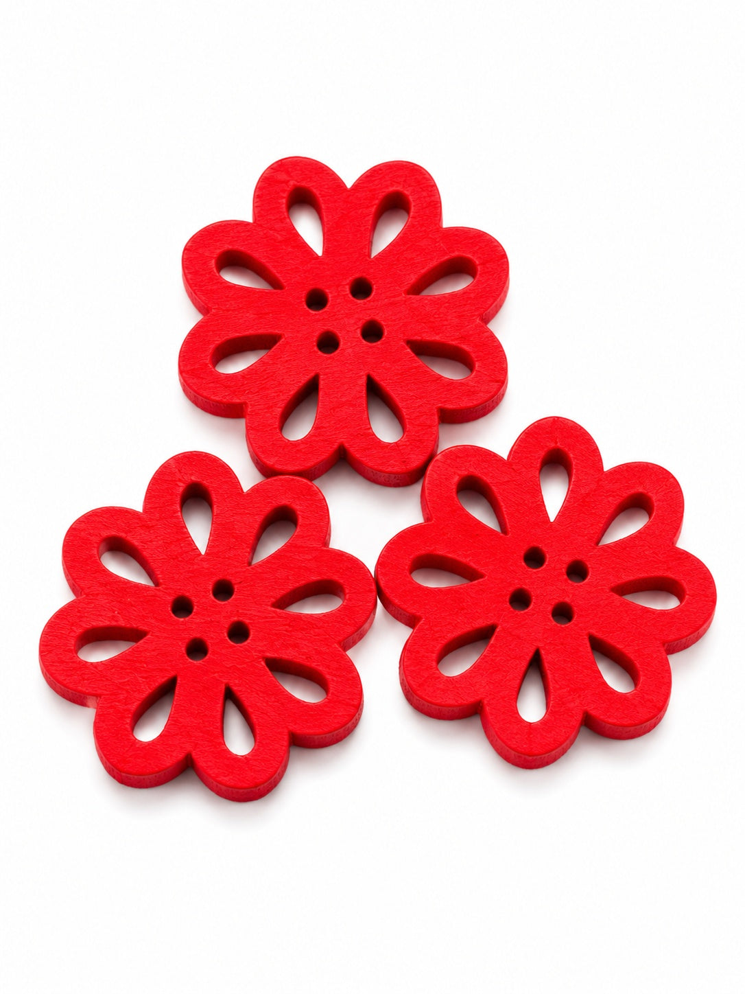 Härliga blomknappar i trä 3-pack