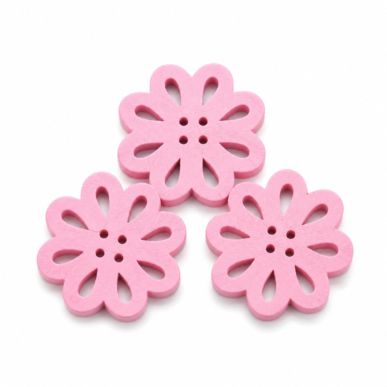 Härliga blomknappar i trä 3-pack