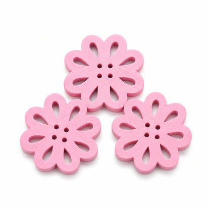 Härliga blomknappar i trä 3-pack