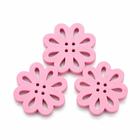 Härliga blomknappar i trä 3-pack