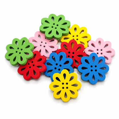 Härliga blomknappar i trä 3-pack