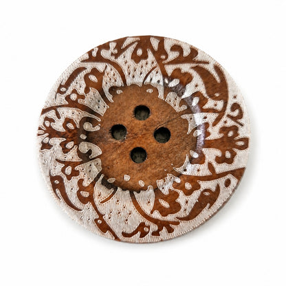 Mönstrad dekorknapp trä - 60mm