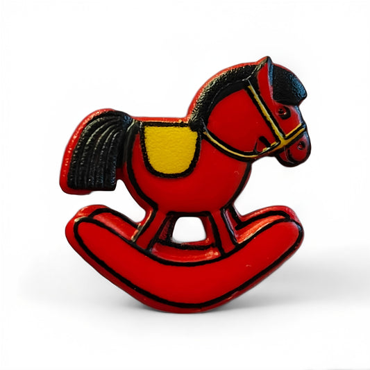 Barnknapp röd gunghäst navagarn 