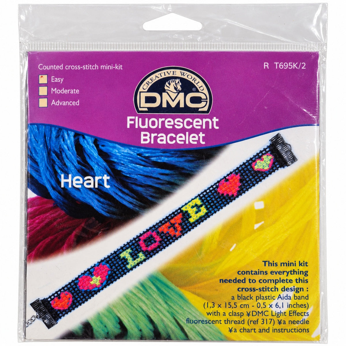 DMC Fluorescent Bracelet – nybörjare lätta heart