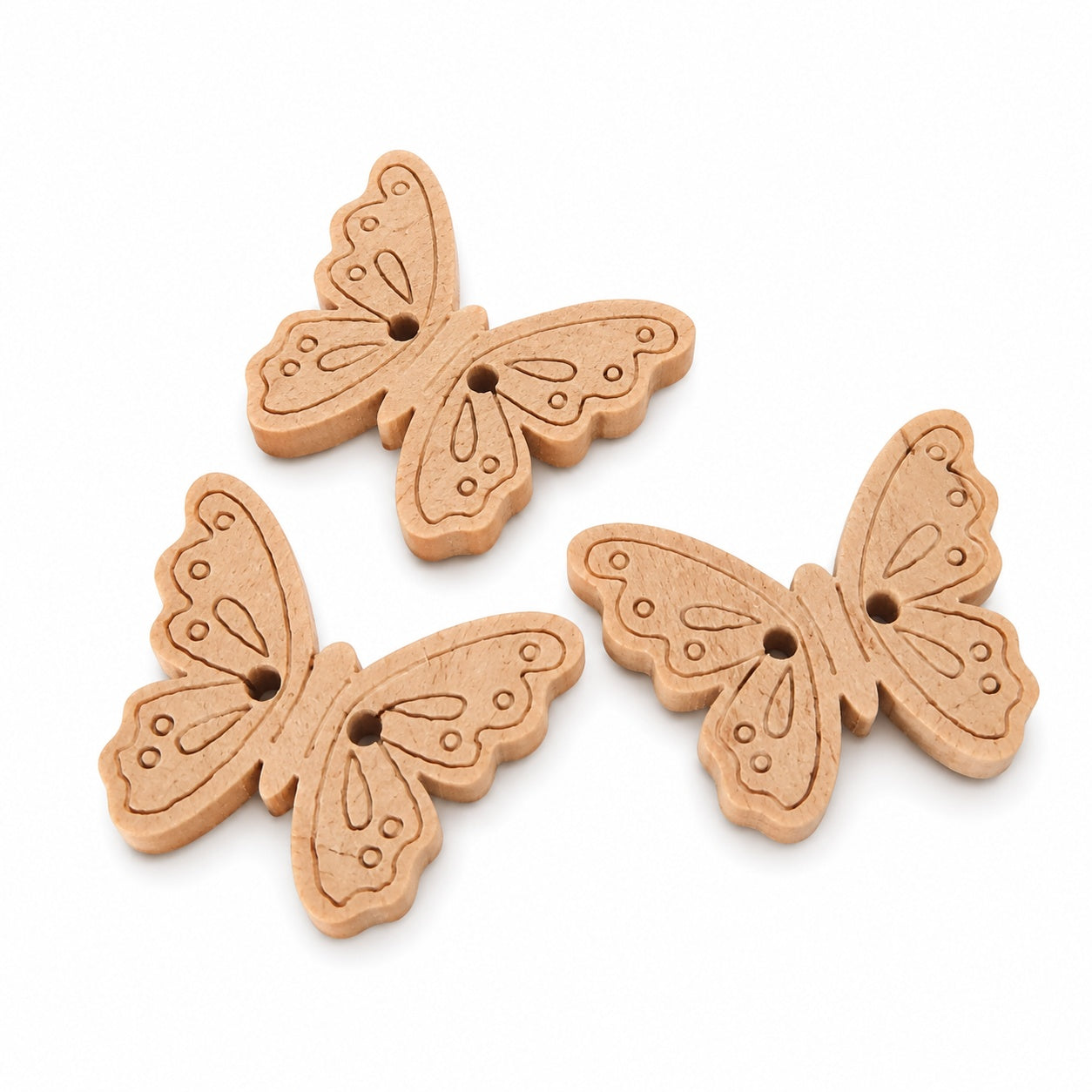 Fjärils🦋knapp i trä -22mm- 3 -pack