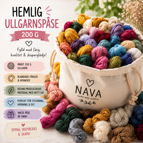 Hemlig påse med Broderigarner –  Ull - 200g