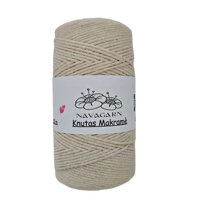 Makramégarn 2 mm – Bomull 250 g (250 m) beige
