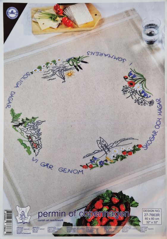 🎨 Broderiduk Permin 27-7663 - Lin/Bomull 80x80cm Förritad