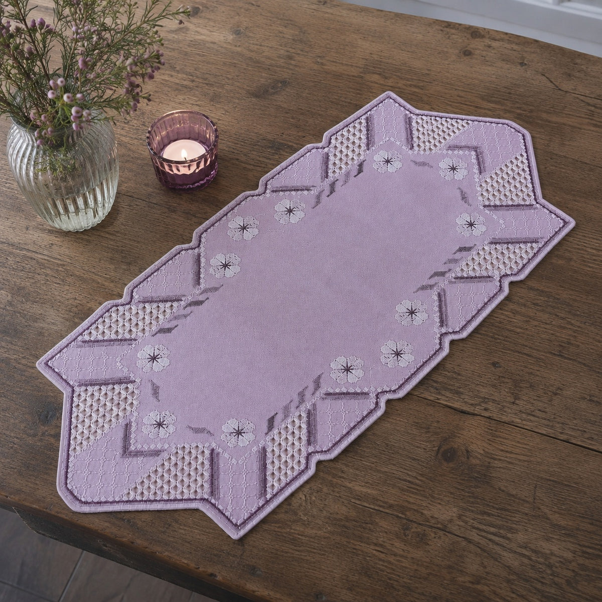 Permin Broderikit Löpare 28 x 65 cm – Lavendelfärgad duk