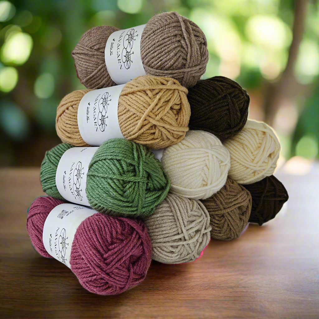 Sally XL ullblandning tjockt garn OEKO-TEX 100g 7mm stickor