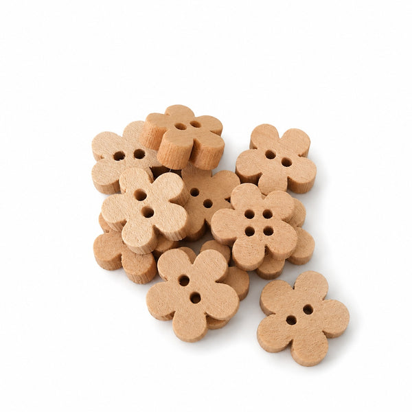 Små blomknappar i trä -10mm- 10-pack