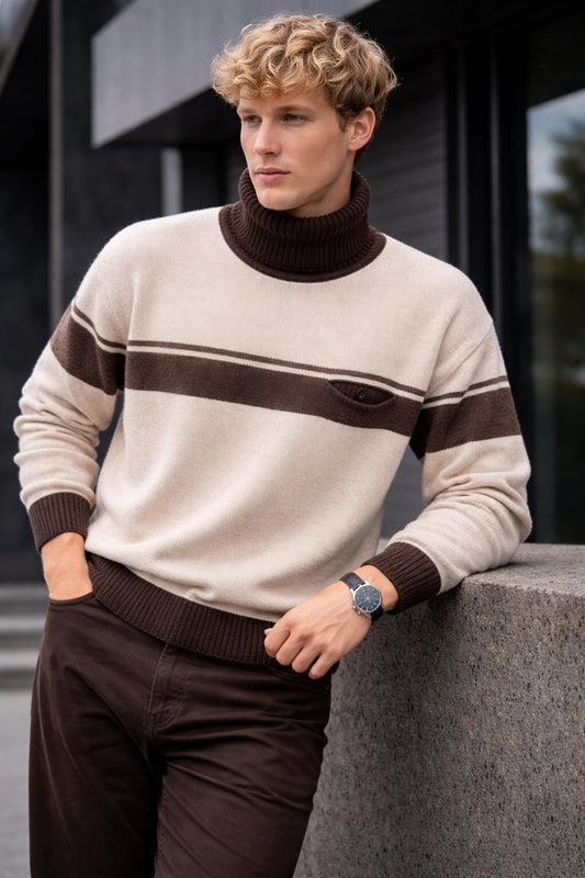 Stickmönster herrtröja SWANIA 2680 – klassisk pullover med rand inspiration
