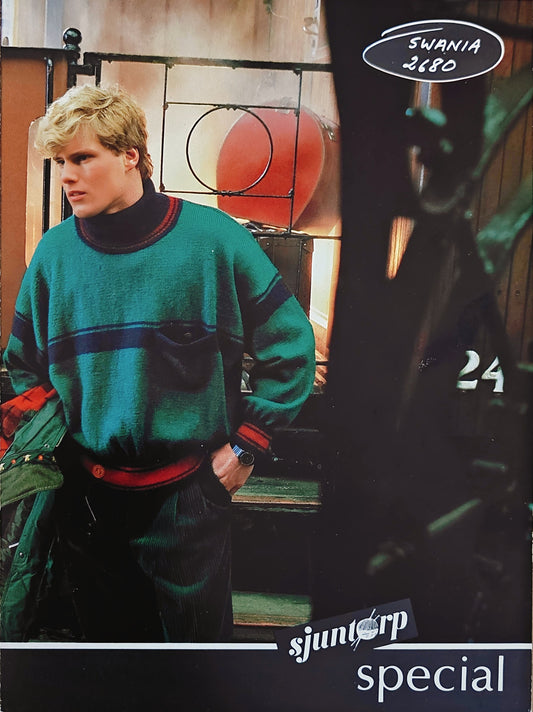 Stickmönster herrtröja SWANIA 2680 – klassisk pullover med rand original