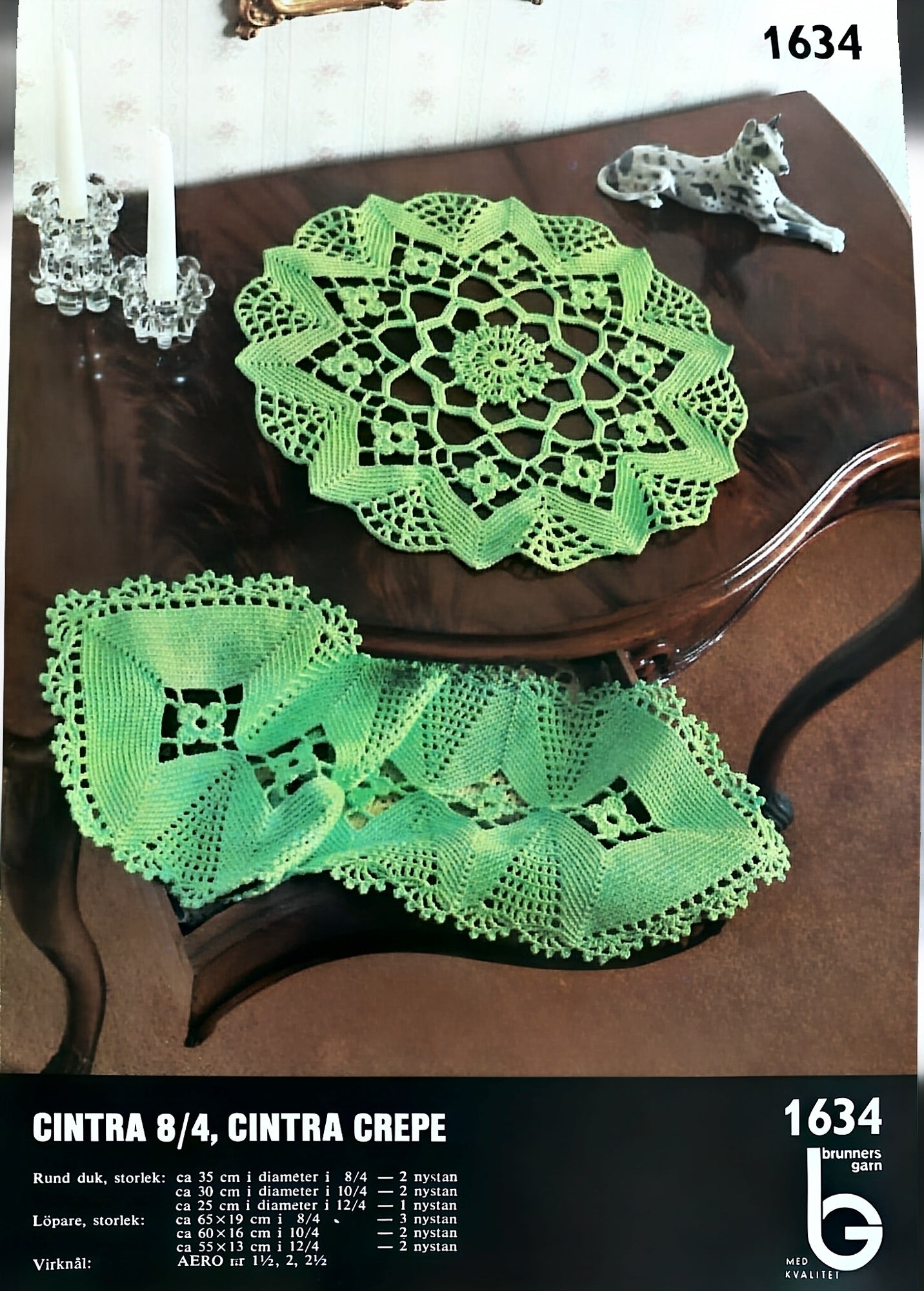 Vintage virkmönster – Gardinkappa  | Brunners 1634 | Original mönster