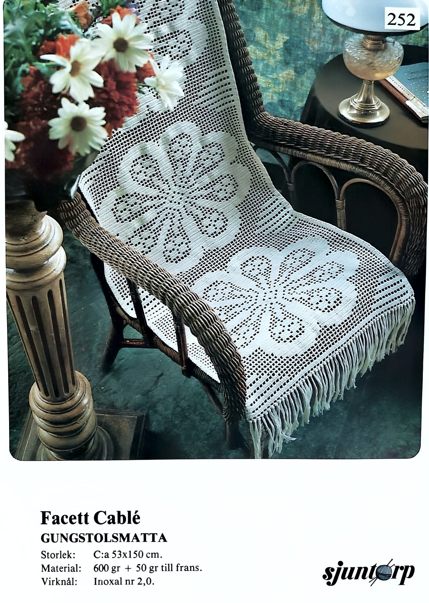 Vintage virkmönster – Gungstolslöpare | Sjuntorp 252 | Original mönsterblad