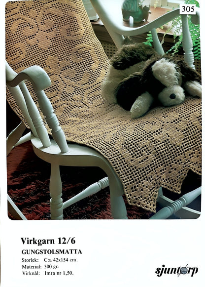 Vintage virkmönster – Gungstolslöpare | Sjuntorp 305 | Original mönsterblad