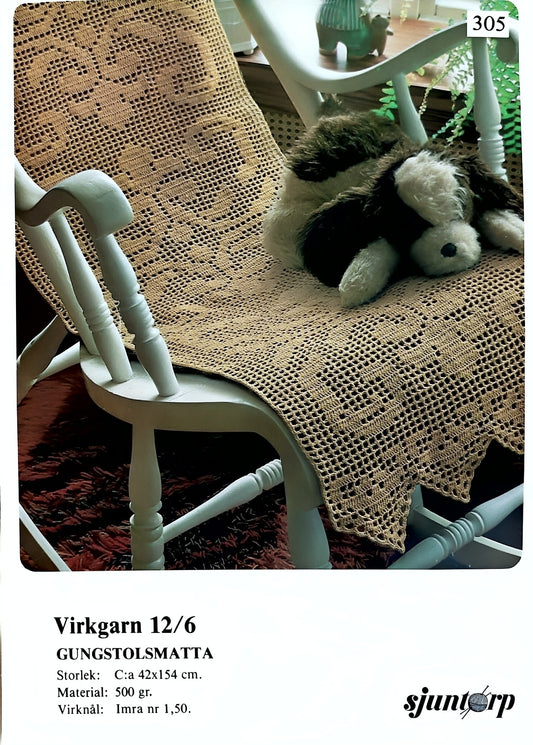Vintage virkmönster – Gungstolslöpare | Sjuntorp 305 | Original mönsterblad