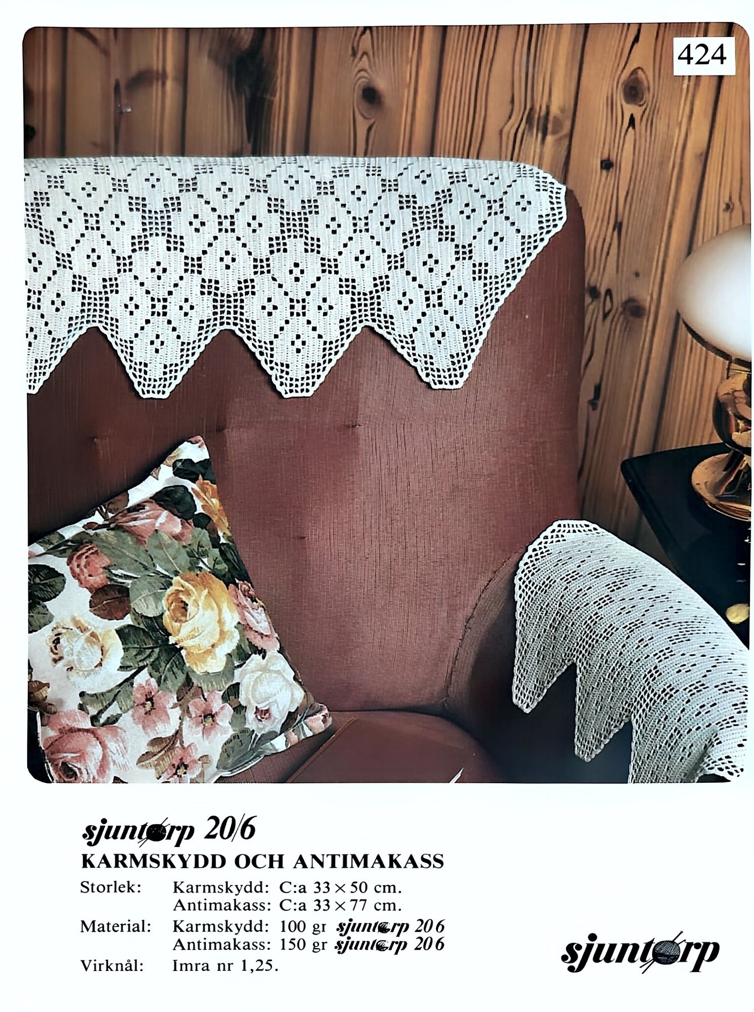Vintage virkmönster – Karmskydd och antimakass| Sjuntorp 424 | Original mönster