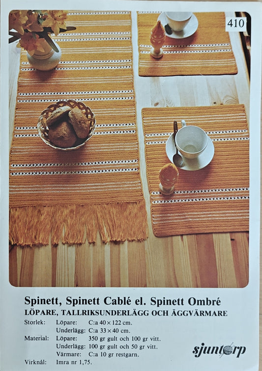 Vintage virkmönster –  Äggvärmare och dukningsset | Sjuntorp 410 | Original mönster löpare tallriksunderlägg påsk