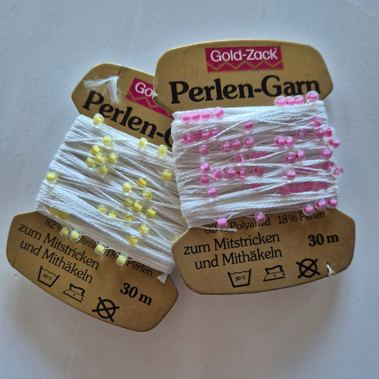 Virkgarn med pärlor 30m – Gold-Zack Pärlgarn